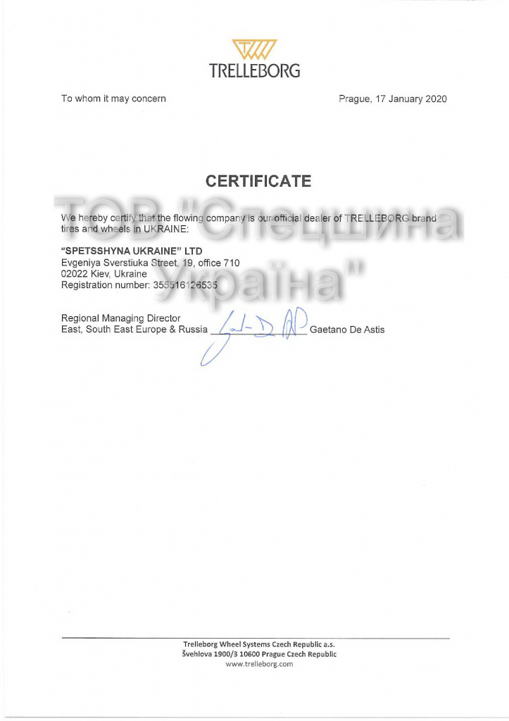 SpetsShina UA Czech Dealership certificate 2020.jpg